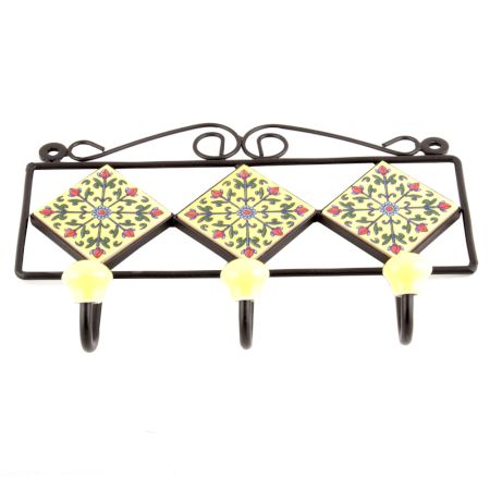 Yellow Forest Green Leaf Tiles Hooks